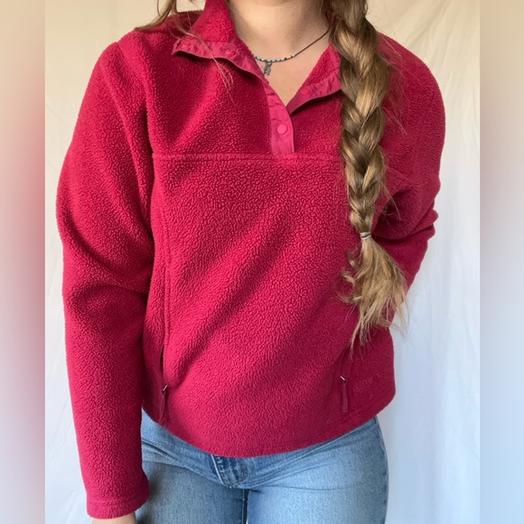 Cozy Red vintage LL Bean half zip jacket sweater - Picture 2 of 4